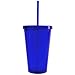 BPA-Free 16 Ounces Acrylic Tumbler with Straw, Double Wall, Dark Blue