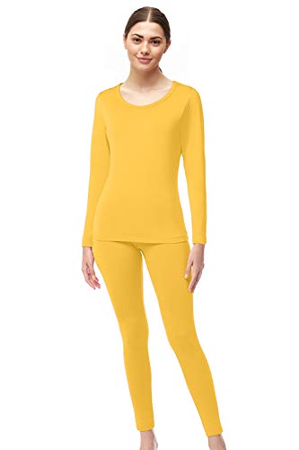 Womens Microfiber Fleece Thermal Underwear Long Johns AZ 2000 Yellow 4X