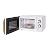 Russell Hobbs RHMM713 17 L 700 W Scandi Compact White Manual Microwave with 5 Power Levels, Wood Effect Handle & Dials…
