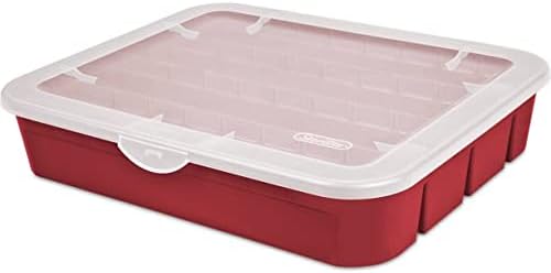 Holiday Décor Storage - Sterilite Red Holiday Ornament Adjustable Storage Container Organizer Case- Holds 32 Ornaments