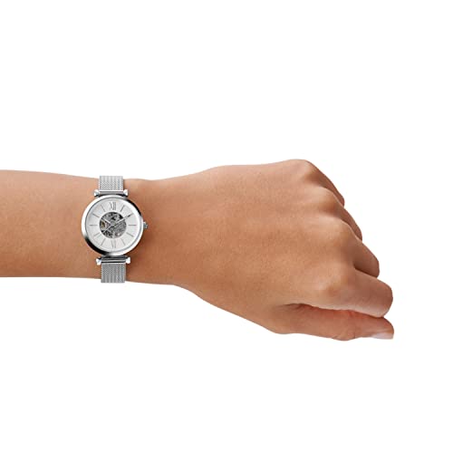Fossil Women's Carlie Mini Automatic Stainless Steel Mesh ThreeHand