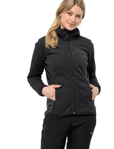Jack Wolfskin Sudadera con capucha Windhain estándar para mujer, color negro, talla M