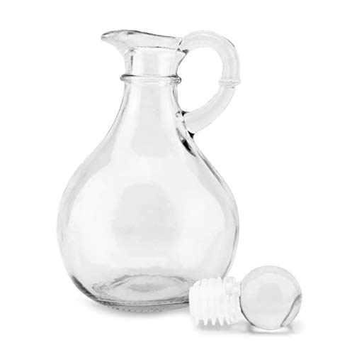 Cornucopia Round Glass Oil Cruets (Set of 2); Glass Oil and Vinegar Bottles with Stoppers - Thumbnail 2