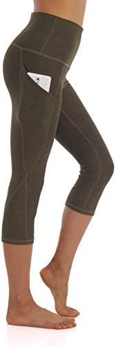 ZEROGSC Women’s Yoga Pants - Workout Running Tummy Control Stretch Power Flex Long/Capris Leggings With Out Pockets (YPW112-Olive-Medium)