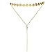 sedmart Gold-Filled Choker Metal Layered Choker Necklace with Pendant Dainty Y Necklace Double Choker Coin Tassel Necklace Gifts for Women Valentine's Day Sale