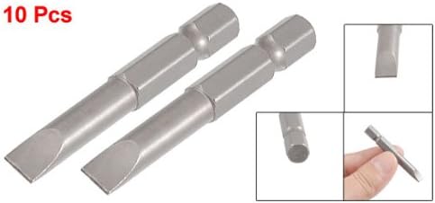 sourcing map 10 Pcs 1/4" x 50mm x 6mm x 6mm Magnetic Slotted Tip Screwdriver Bits, H1/4*50L*SL6 10 Pcs - Image 3
