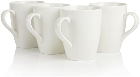 Set Of Four Ceramic Porcelain Tea Mugs (White)