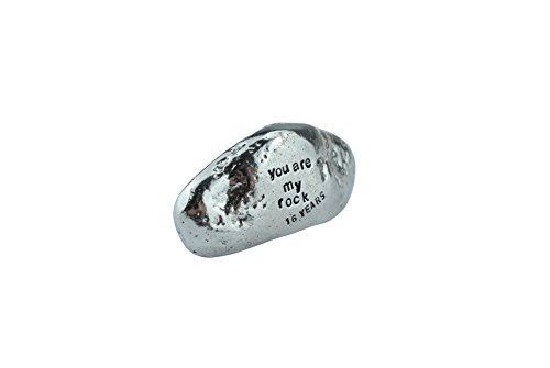 16th Anniversary You Are My Rock Gift Idea - Solid Metal Heavy Polished Rock Gift for 16 Year Anniversary