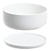 MyGift 6 Inch Round White Ceramic Planter Bowl with Drainage Hole and Removeable Drip Tray, Modern Indoor Plant Pot, Succulent Flower Cactus Plant Container (Plants not Included)