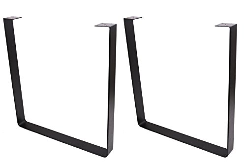 ECLV 710U Dining Table Legs, U-Shaped Heavy Duty Steel Table Legs, Office Table Legs, Computer Desk Legs, Industrial Kitchen Table Legs, Country Style Table Legs, 28" H, Black, Set of 2