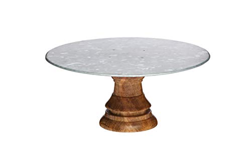 KitchenCraft Industrial Kitchen Wooden Cake Stand with Steel Platter, Steel, Multi-Colour, 19.5 cm - Thumbnail 3