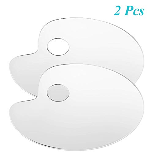 Non-Stick Paint Palette Clear Acrylic Artist Paint Mixing Palette Oval Shaped Easy Clean Art 7.9 by 11.8-inch 2 Pcs
