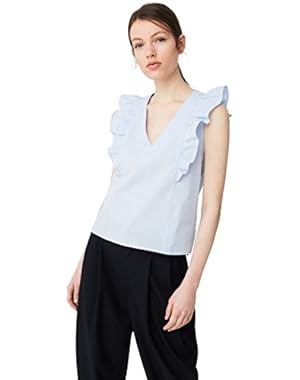 Mango Women's Ruffle Cotton Blouse