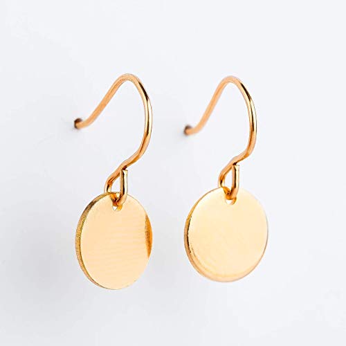 Round Circle Disc dangle drop Earrings in 14K Yellow Gold Fill