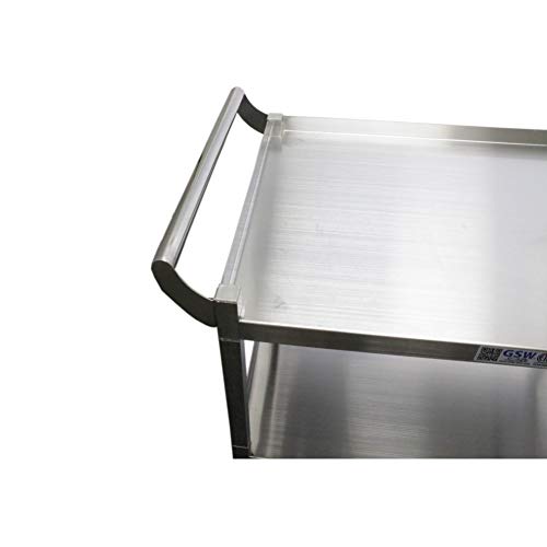 GSW Stainless Steel Solid 1-Inch Tubular Utility Cart with 5-Inch Swivel Casters, 15-1/2 by 26-1/2 by 34-Inch NSF Approved