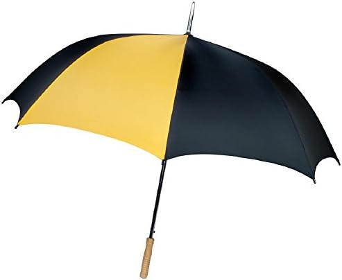 Black &amp; Gold 7 + 1 Panel Golf Umbrella With Sleeve Wood Handle &amp; WARRANTY