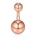 Ruifan 3PCS 14G 6mm 1/4 Inch 316L Surgical Steel CZ Short Belly Earring Navel Button Rings Set - Rose Gold