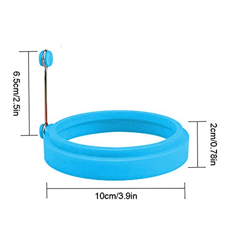 Silicone Egg Rings, 4 Inch Food Grade Egg Cooking Rings, Non Stick Fried Egg Ring Mold, Pancake Breakfast Sandwiches, Egg Mcmuffin Ring(Blue,4Pack)