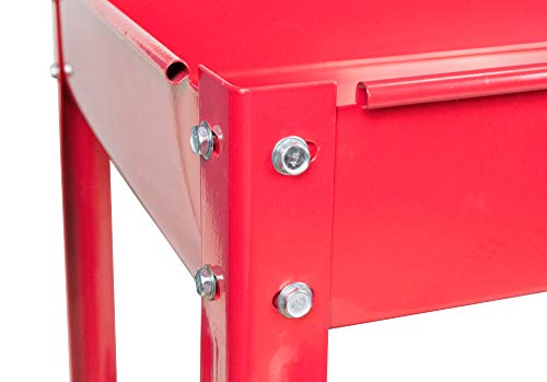 Metal Utility Cart - 33" x 16" x 31" Rolling Tool Cart with Wheels for Shop or Storage or Garage - 2 Shelf Red BW1452