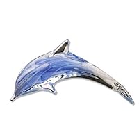 Dynasty Gallery Blue Glass Dolphin with Swirls That Glow in the Dark