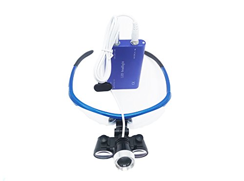 Dental Surgical Binocular Loupes 2.5X420mm Optical Glass + 3W LED HeadLight Blue by Purple-Violet