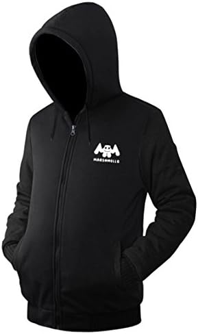 Nedal Black Marshmello Hoodie For Men Zip Up Long Sleeve Fleece Hoodies Jacket L