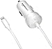 Amazon Basics Straight Cable Lightning Car Charger, 5V 12W, 3 Foot, White