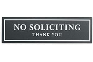Kubik Letters Original No Soliciting Sign for House, Home, Front Door, Business (with Strong Adhesive Tape) - Grey 200 mil
