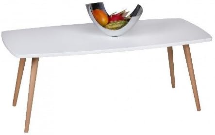 Snug Furniture Tavolino Da Caffe Rettangolare Scandi Retro Scandi In Bianco Con Gambe In Faggio Amazon It Casa E Cucina