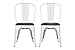 DHP Fusion Metal Dining Chair with Wood Seat, Distressed Metal Finish for Industrial Appeal, Set of two, White