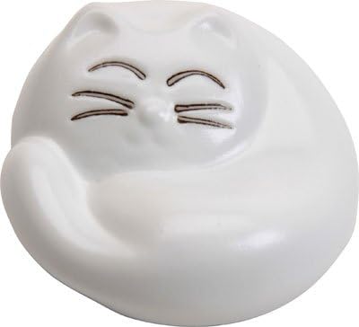 Cat Sleeping Matte White Round Japanese Chopstick Rest; 1 Rest