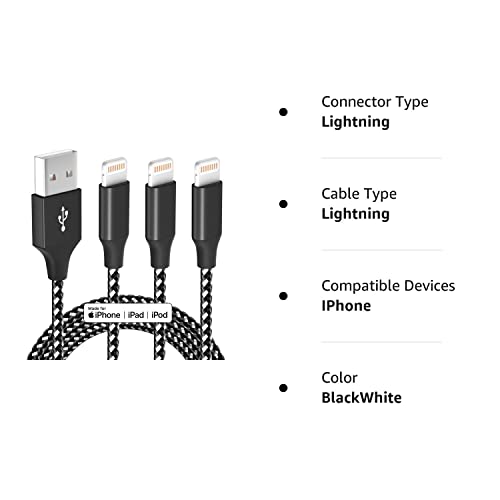 iPhone Charger Fast Charging Cord 3 Pack 10 FT Apple MFi Certified