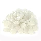 SAVFY 100Pcs Man-made Glow in the Dark Pebbles Stone for Garden Walkway(White)