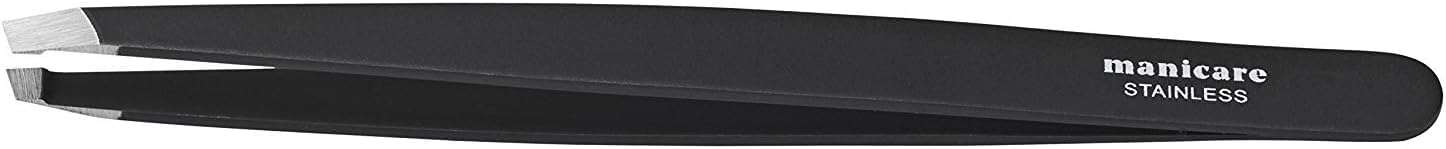 Manicare Slant Tweezer, Surgical Grade Stainless Steel, Ultra Fine Tips, Precision Plucking, Eyebrow Tweezing, Removes Unwanted Hair, Facial Hair, Shapes Brows, Professional Beauty Tool