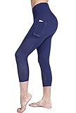 Raypose High Waist Tummy Control Capri Yoga Pants Pocket for Women Workout Running Capris Leggings
