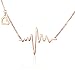 Rose Gold Forever Love Heartbeat Design Heart-shaped Short Paragraph Stainless Steel Necklace