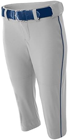 Grey/Navy Blue Piping Adult XL Women's Softball Pants with Piping