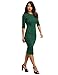 MakeMeChic Women's Solid Half Sleeve Midi Sheath Bodycon Pencil Dress