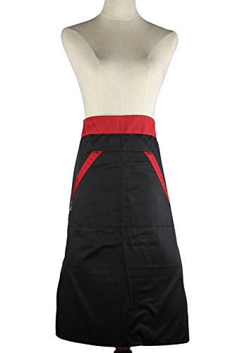 Half Waist Apron with 2 Pockets and Long Ties, Cooking Baking Chef Kitchen Restaurant Apron for Womens Mens