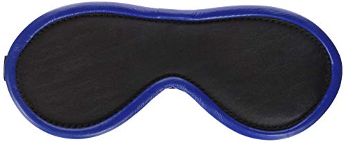 Leather Blindfold W/blk Furr Blk/Blue