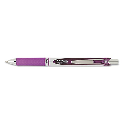 Pentel Gel Pen, Retractable, Metal Tip.7mm, Refill, Violet Barrel/Ink (PENBL77V…
