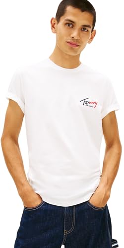 TJM Slim Sign Chest SS tee Ext Dm0dm22538 Camiseta S/S, White (Ecru), M para Hombre