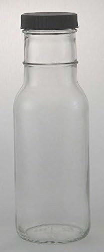 8 oz Sauce Glass Bottle with Black Plastic Lid 12-Pack for Sauces - Great for BBQ Sauce
