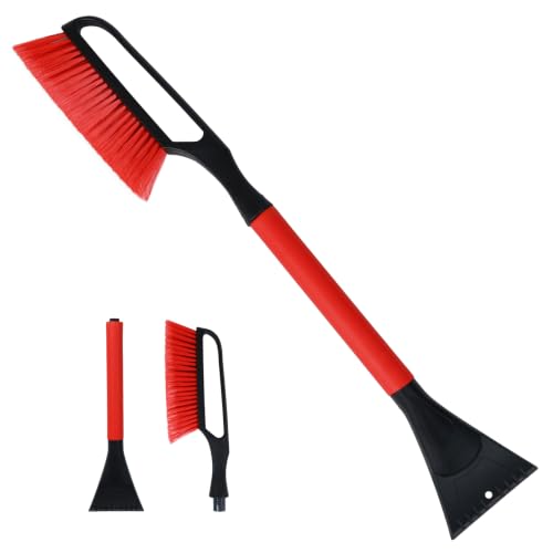 Conliwell 27" Snow Brush with Ice Scraper for Car Windshield, Detachable Snow