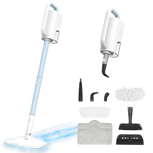 Photo 1 of 7-in-1 Steam Mop, 1200W Rotated Steam Cleaner for Home, 2 Modes, 400ML Removable Tank, 23FT Power Cord, 2 Pads, Multi-Surface Steamer for Hard Floor, Laminate Floor, Tiles Cleaning (Sky Blue)