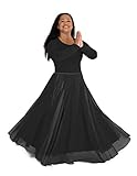 Body Wrappers Long Full Chiffon Skirt, Black, Large/X-Large