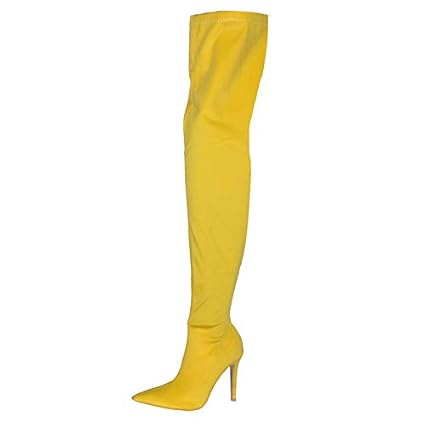 yellow knee high boots