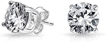 Shiyara Jewells 925 Sterling Silver Rhodium Plated Unisex Round CZ Solitare Stud Earrings ER0104V