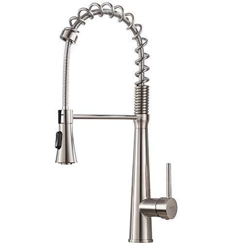 Hotis Stainless Steel Single Lever Handle Pull Down Sprayer Kitchen Faucet, Kitchen Faucets Brushed Nickel Finish - Thumbnail 7