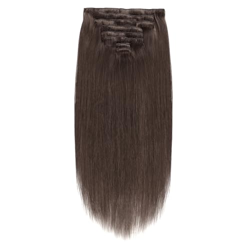Yuniffe Clip in Hair Extensions Human Hair Dark Brown 16 Inch 8pcs 120g Hair Extensions Clip in Silky Straight Human Hair Extensions for Women Double Weft Real Hair Extensions #2